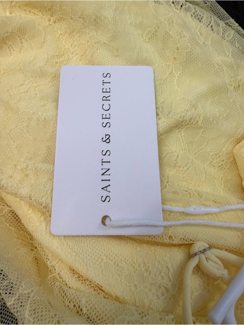 Saints And Secrets Yellow Ruffle Slip Dress with Floral Detail - Picture 4 of 5
